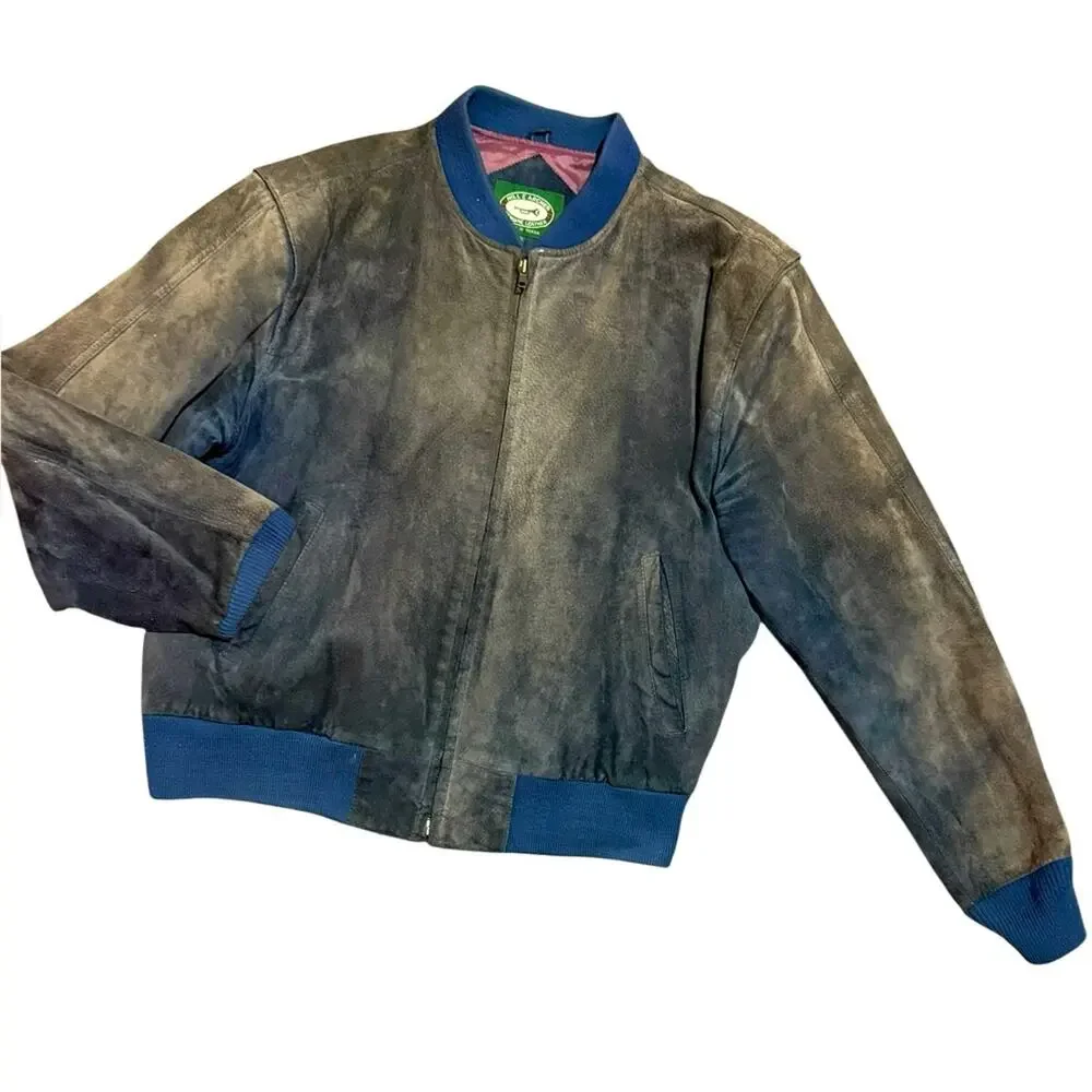 Vtg Suede Multi-Tone Patina Fade Distressed Retro Aviation Bomber Jacket Mens L